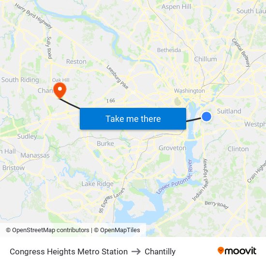 Congress Heights Metro Station to Chantilly map