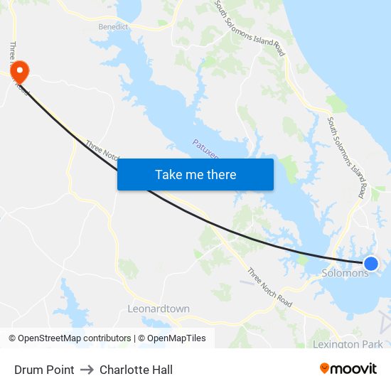 Drum Point to Charlotte Hall map