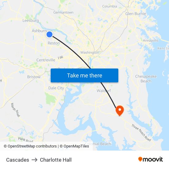 Cascades to Charlotte Hall map