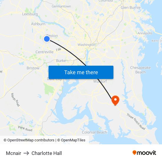 Mcnair to Charlotte Hall map