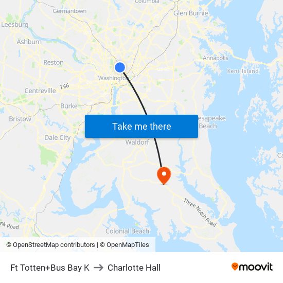 Fort Totten+Bay K to Charlotte Hall map