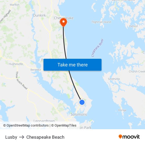Lusby to Chesapeake Beach map