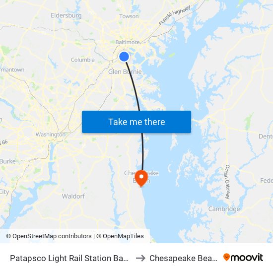 Patapsco Light Rail Station Bay 3 to Chesapeake Beach map