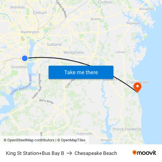 King Street-Old Town+Bay B to Chesapeake Beach map