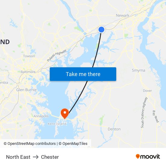 North East to Chester map