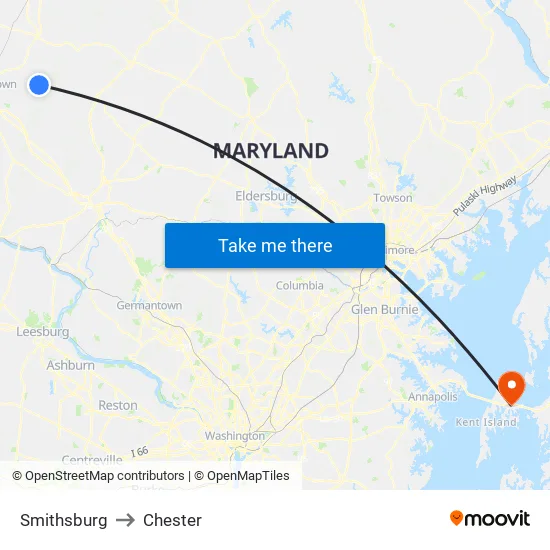 Smithsburg to Chester map