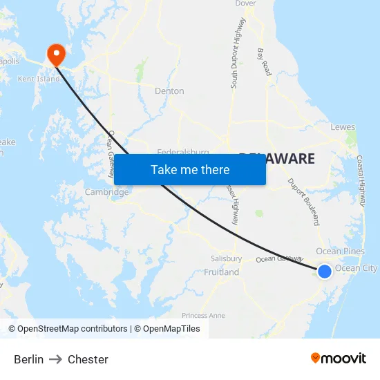 Berlin to Chester map