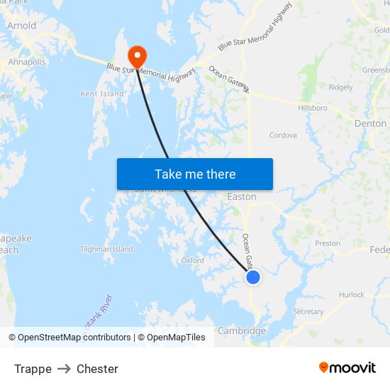 Trappe to Chester map