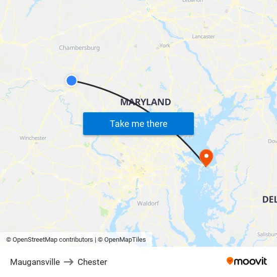 Maugansville to Chester map
