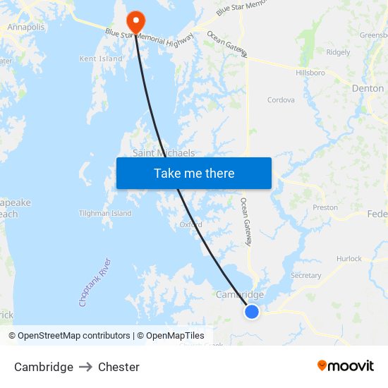 Cambridge to Chester map