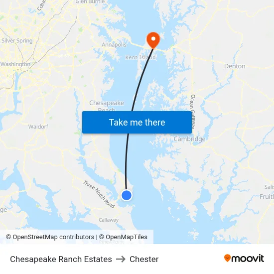 Chesapeake Ranch Estates to Chester map