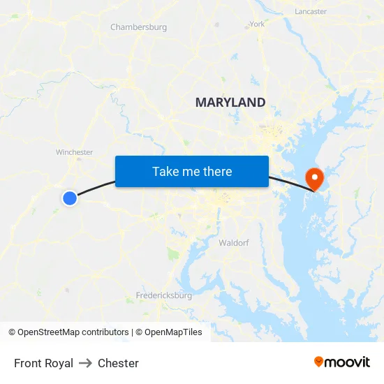 Front Royal to Chester map