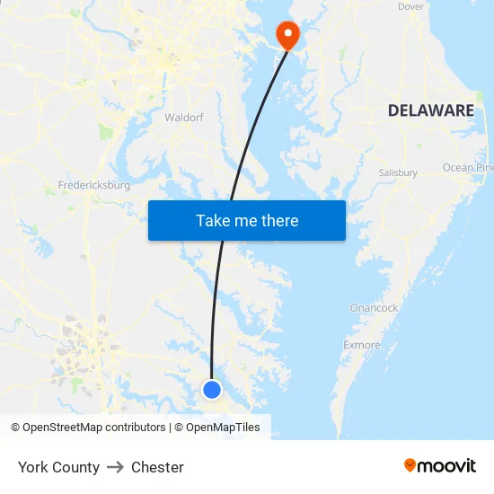 York County to Chester map