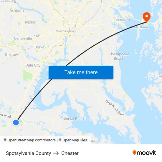 Spotsylvania County to Chester map