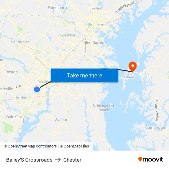 Bailey'S Crossroads to Chester map