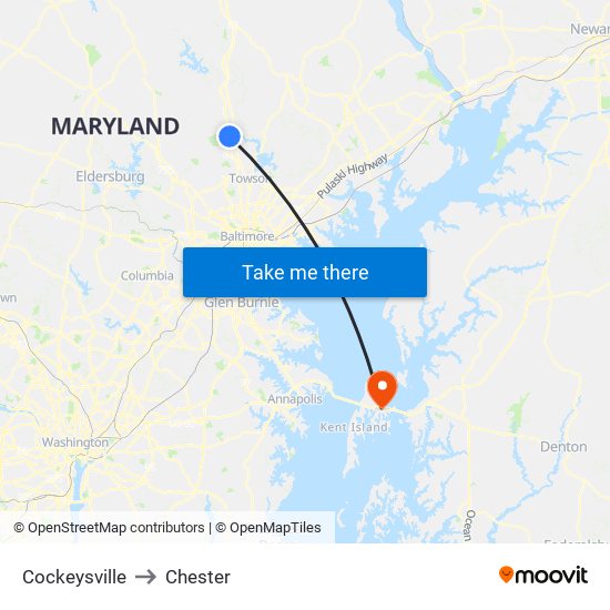 Cockeysville to Chester map
