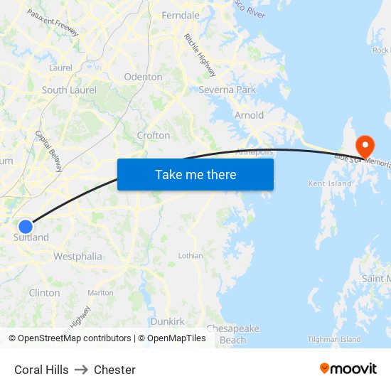 Coral Hills to Chester map