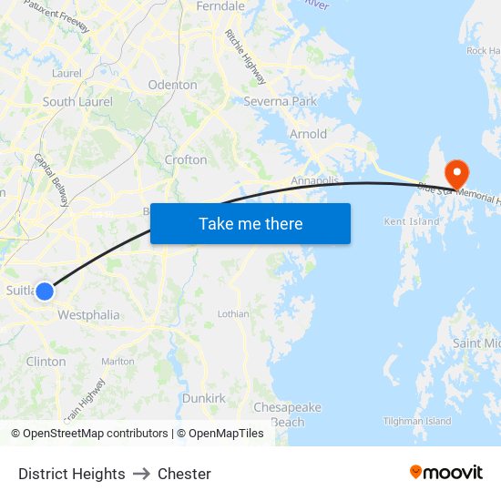 District Heights to Chester map