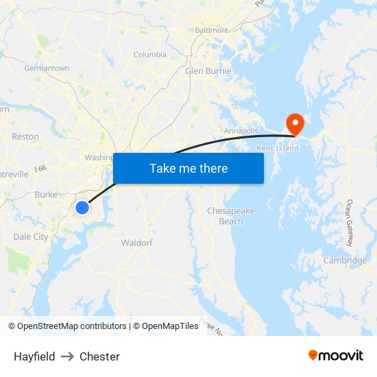 Hayfield to Chester map