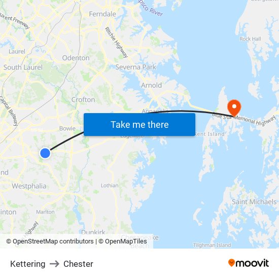 Kettering to Chester map