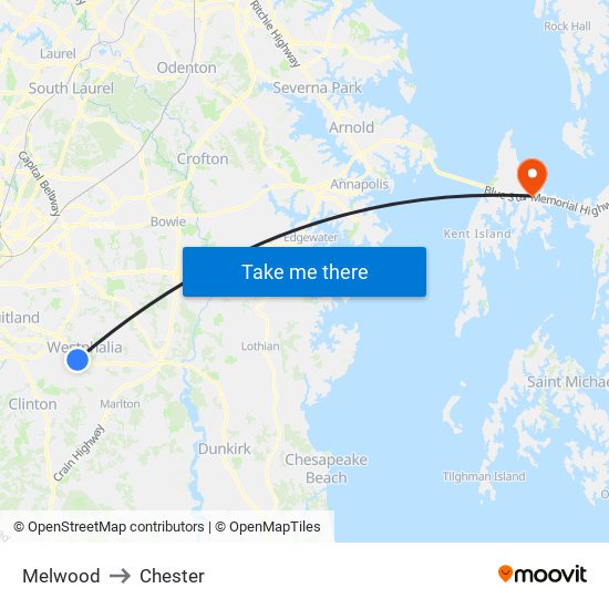 Melwood to Chester map