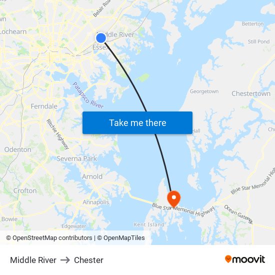 Middle River to Chester map