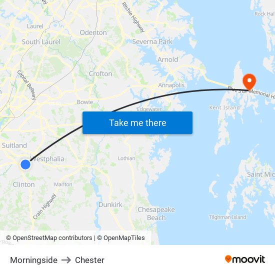 Morningside to Chester map