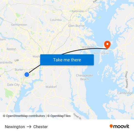 Newington to Chester map