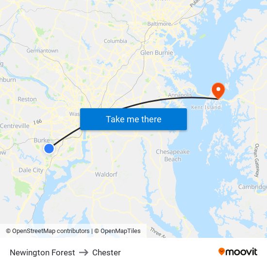 Newington Forest to Chester map