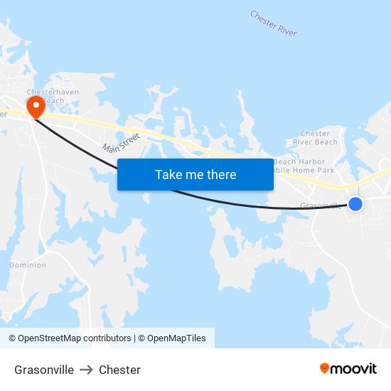 Grasonville to Chester map