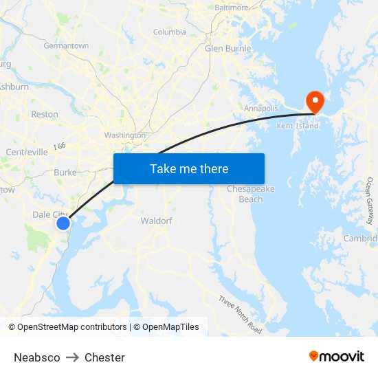 Neabsco to Chester map