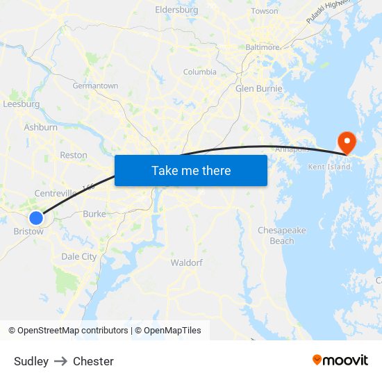 Sudley to Chester map