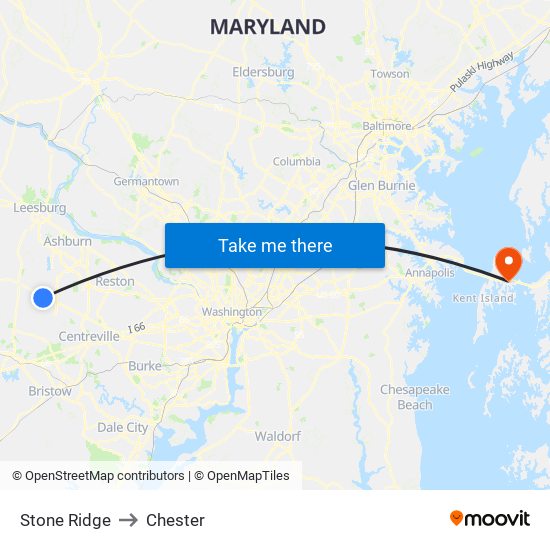 Stone Ridge to Chester map