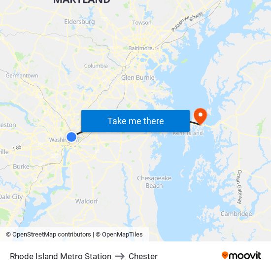 Rhode Island Metro Station to Chester map