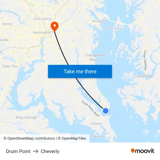 Drum Point to Cheverly map