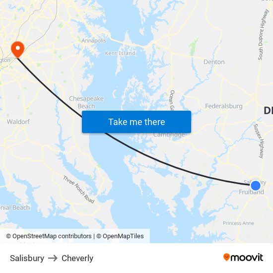 Salisbury to Cheverly map