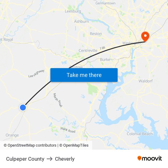 Culpeper County to Cheverly map