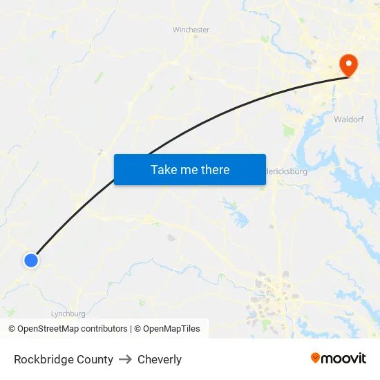Rockbridge County to Cheverly map