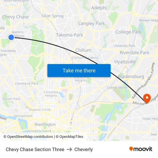 Chevy Chase Section Three to Cheverly map