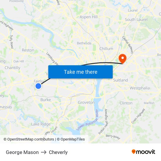 George Mason to Cheverly map