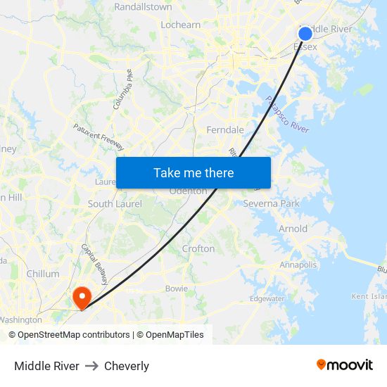 Middle River to Cheverly map