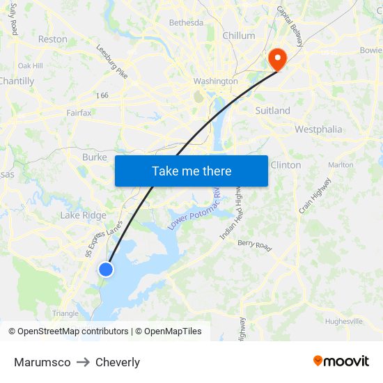 Marumsco to Cheverly map