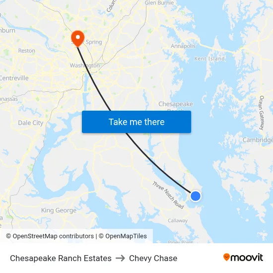 Chesapeake Ranch Estates to Chevy Chase map