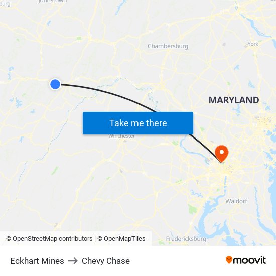Eckhart Mines to Chevy Chase map