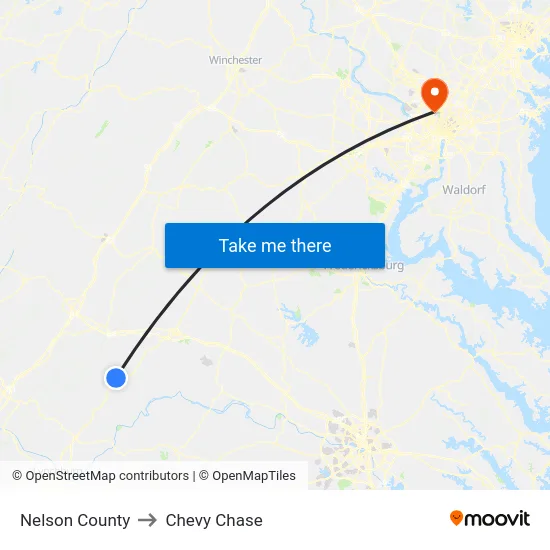 Nelson County to Chevy Chase map