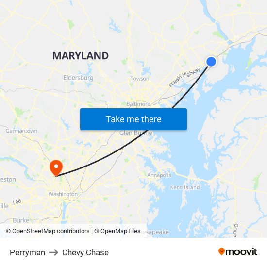 Perryman to Chevy Chase map