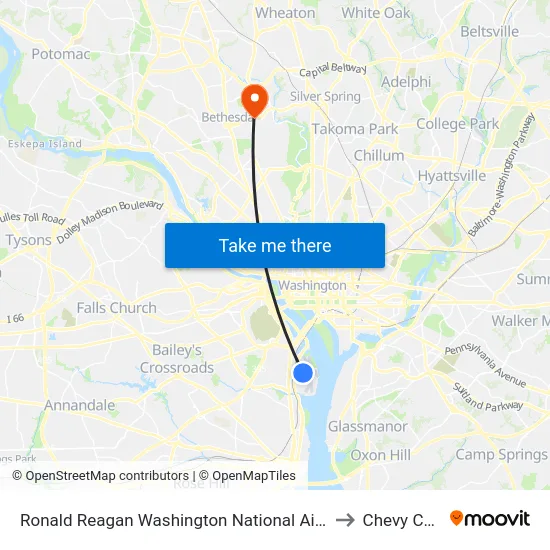 Ronald Reagan Washington National Airport (Dca) to Chevy Chase map