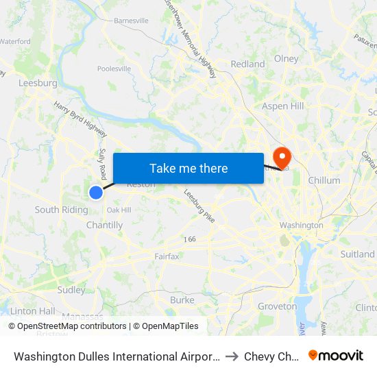 Washington Dulles International Airport (Iad) to Chevy Chase map