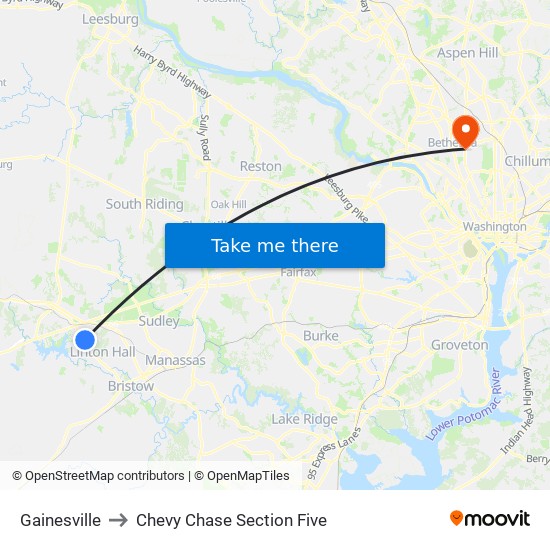 Gainesville to Chevy Chase Section Five map