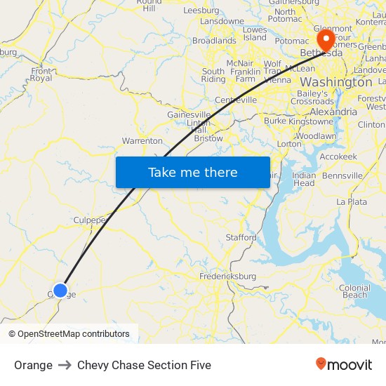 Orange to Chevy Chase Section Five map